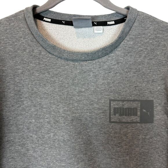 Puma Tracksuit Set Mens Large Heather Gray Stretch Logo Fleece Lined Crewneck - Picture 6 of 16